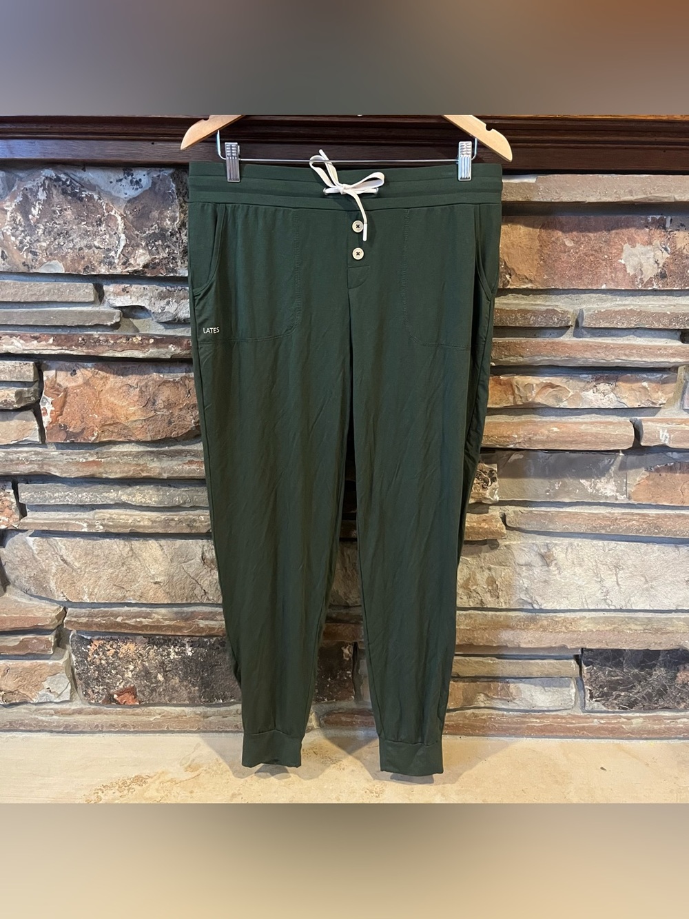 LATES by Kate Dark Green Drawstring Jogger Pajama Pants Stretch Modal